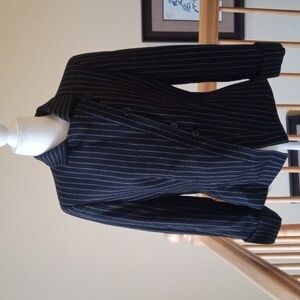 Armani Collezioni striped wool fabric adjustable sleeves blazer jacket EUC